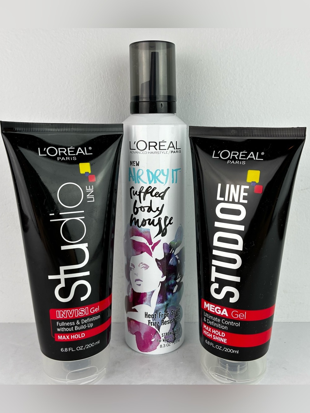 L’Oréal Invisi-Gel & Air Dry It Mousse Bundle of 3 - All Brand New!